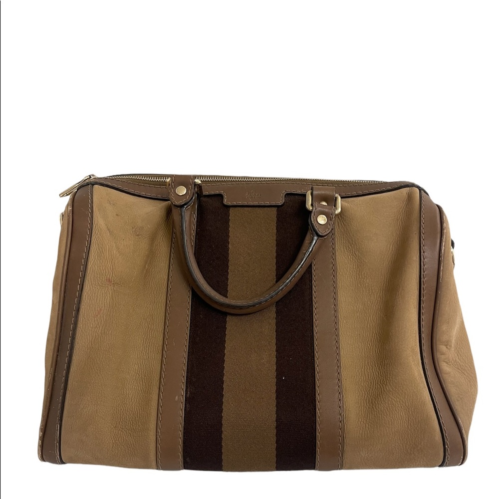 Gucci Vintage Web Medium Boston Satchel Handbag